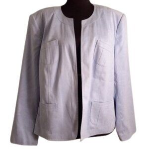 Talbots 18W Petite Blue Blazer Jacket Lined Pockets